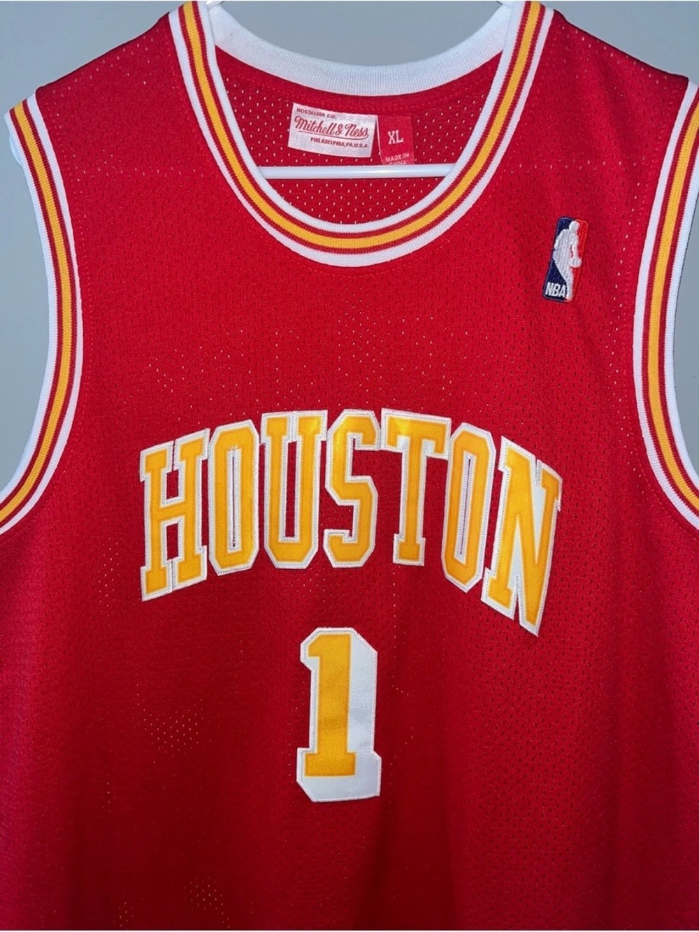 Houston Rockets Red No. 1 Tracy McGrady Retro Sewn Throwback HWC NBA Jersey - Picture 6 of 10